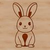 A cartoon rabbit sitting on the ground, suitable for vector design projects.