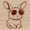 Cartoon-style illustration of a rabbit sitting down in a simple design.