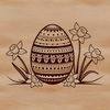 A hand-drawn Easter egg with vibrant colors and floral patterns, suitable for various crafting projects.