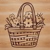 Vibrant Daffodil Wreath SVG A colorful illustration of a blooming daffodil plant in a woven basket.