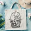 Beautiful Daffodil Flower in Woven Basket A white and yellow daffodil flower in a woven basket, suitable for crafting and design projects.