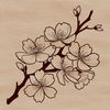 Delicate Petal Clip Art Image Close-up illustration of a blooming cherry blossom flower with delicate petals.