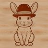 Cute Sitting Rabbit in a Hat A sitting rabbit wearing a hat, suitable for crafting and design purposes.