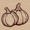 A stylized illustration of a squash vegetable with rounded shape and ridged skin, suitable as clip art or vector design.