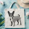 Boston Terrier Cartoon Illustration A cartoon-style illustration of a standing Boston Terrier dog with ornate details.