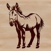 A donkey standing on four legs with a subtle texture, suitable for vector art and clip art designs.