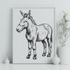Donkey Illustration A stylized illustration of a standing donkey, suitable for vector design and commercial use.