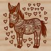 Standing Donkey with Love Hearts An ornate illustration of a standing donkey with love hearts surrounding it.