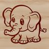 Playful Elephant Design A simple line drawing of a standing elephant with a playful design.