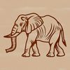 An African elephant standing on its hind legs, suitable for vector art and digital design.