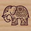 A standing elephant with ornate details, suitable for use as clip art or vector design.