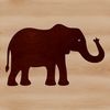 A standing African elephant in silhouette against a white background.