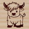 British Isles Farm Animal Icon Portrait of a Highland cow, a popular farm animal native to the British Isles.