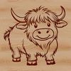 Scottish Highland Cow Silhouette A standing Highland cow with distinctive horns and shaggy coat, suitable for vector designs.
