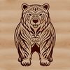 Whimsical Animal Icon A stylized illustration of an ornate bear standing on its hind legs.