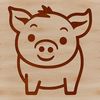 Cute Standing Pig Line Art A simple line drawing of a standing pig, featuring clean lines and minimalist design.