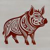 Beautiful Standing Pig Design Vector A detailed illustration of a standing pig with ornate design elements.