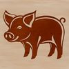 Cute Standing Pig Graphic Design A digital illustration of a standing pig in a farm setting.