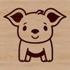 A simple line drawing of a pig standing in a farm setting.