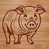 Standing Pig in a Farm Setting A single pig standing on its hind legs in a farm setting.