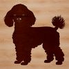 Free Poodle Clip Art Illustrated poodle standing on a flat surface, ideal as clip art for digital designs and craft projects.