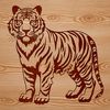 Large Tiger Standing Illustration A large tiger standing on its hind legs in a natural habitat.