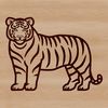 Vibrant Tiger SVG Vector A large standing tiger with vibrant stripes, ready to be used as a vector design element.