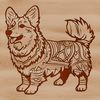 Welsh Corgi Profile Silhouette An ornate vector design featuring a profile view of a Welsh Corgi animal.