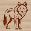 A majestic wolf illustration in a natural setting. A digital illustration of a wolf standing in a natural environment.