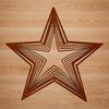 A geometric, five-pointed star symbol with clean lines and sharp edges.