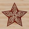A simple star shape with five points, suitable for use in vector designs and craft projects.