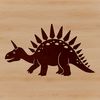 A prehistoric Stegosaurus dinosaur with plates running down its back.