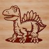 A prehistoric Stegosaurus dinosaur standing upright in a landscape environment.