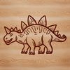 A detailed illustration of a Stegosaurus, a prehistoric plant-eating dinosaur with distinctive rowed plates on its back.