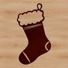 A simple Christmas stocking design with a minimalist style, suitable for various digital applications.