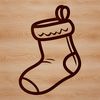 A Festive Christmas Stocking Design A simple line drawing of a Christmas stocking with a flat bottom and rounded top.