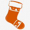 A detailed illustration of a Christmas stocking with festive trim.