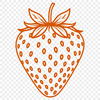 Stylish Strawberry Graphics A stylized illustration of a ripe strawberry with seeds and leaves.