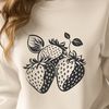 Ripe Red Strawberry Illustration A detailed illustration of a ripe red strawberry with green leaves.