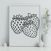 A stylized illustration of a ripe strawberry in vector format.