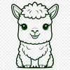 Thick Furred Alpaca Silhouette A single South American camelid animal with thick fur and a distinctive neck.