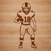 An illustration of a football player wearing a helmet, ready to play the game.