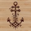 A 3D illustrated anchor with ornate details, suitable for nautical-themed designs.