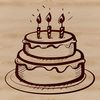 Vector design of a traditional birthday dessert with icing and lit flames.