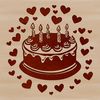 Love Heart Birthday Treat A colorful illustration of a birthday cake decorated with love hearts and candles, perfect for dessert inspiration.