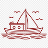 A simplified illustration of a boat designed as vector art.