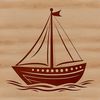 Simple Boat Vector Outline A simple outline illustration of a boat, suitable for digital cutting machines like Cricut or laser cutters.