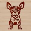 Cute Sitting Dog in Ornate Collar Vector Art A sitting Boston Terrier dog with an ornate collar, depicted in vector art.