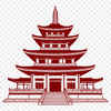 Sacred Buddhist Structure Illustration A traditional Buddhist temple with ornate architecture and decorations.