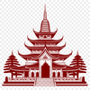 Ancient Asian Architecture Illustration Image of a traditional Buddhist temple with intricate architecture and ornate details.